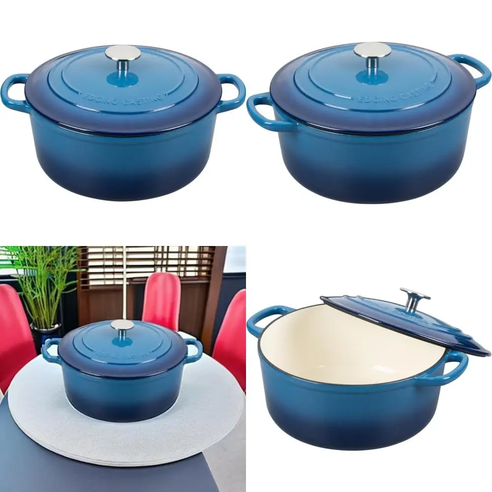 7 Quart Round Enamel Cast Iron Dutch Oven Pot with Lid, Bread Baking Oven Safe up to 500°F, Ideal for Baking and Roasting, Lake-
7 Quart Round Enamel Cast Iron Dutch Oven Pot with Lid, Bread Baking Oven Safe up to 500°F, Ideal for Baking and Roasting, Lake-