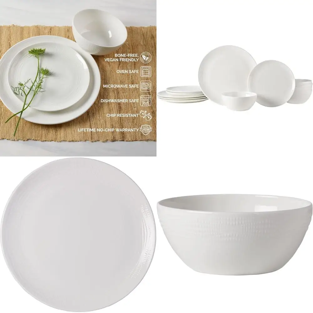 Bone China Chip Resistant Dinnerware Set, 12-Piece, Service for 4
Bone China Chip Resistant Dinnerware Set, 12-Piece, Service for 4