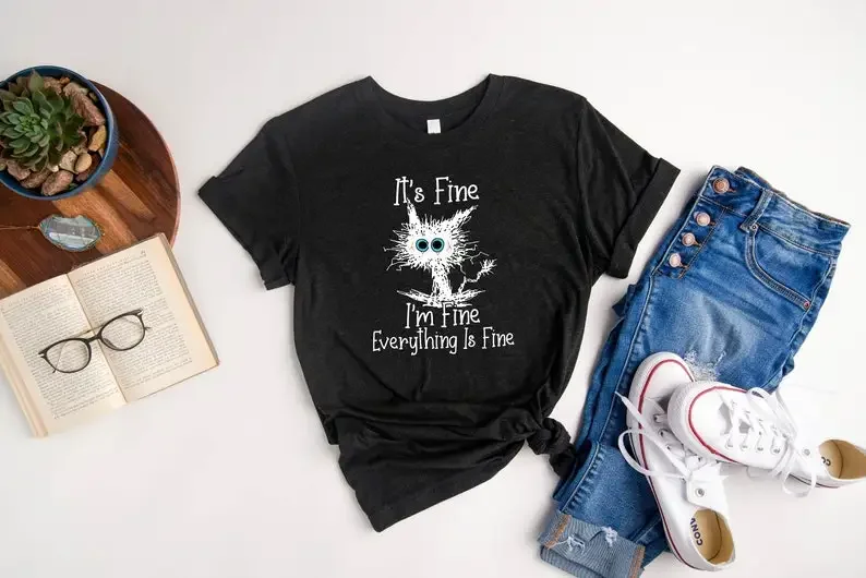 It's Fine I'm Fine Everything Is Fine Shirt Cute Black cat T-Shirt Funny Gift Cat lover Short Sleeve Top Tees O Neck 100%Cotton
It's Fine I'm Fine Everything Is Fine Shirt Cute Black cat T-Shirt Funny Gift Cat lover Short Sleeve Top Tees O Neck 100%Cotton