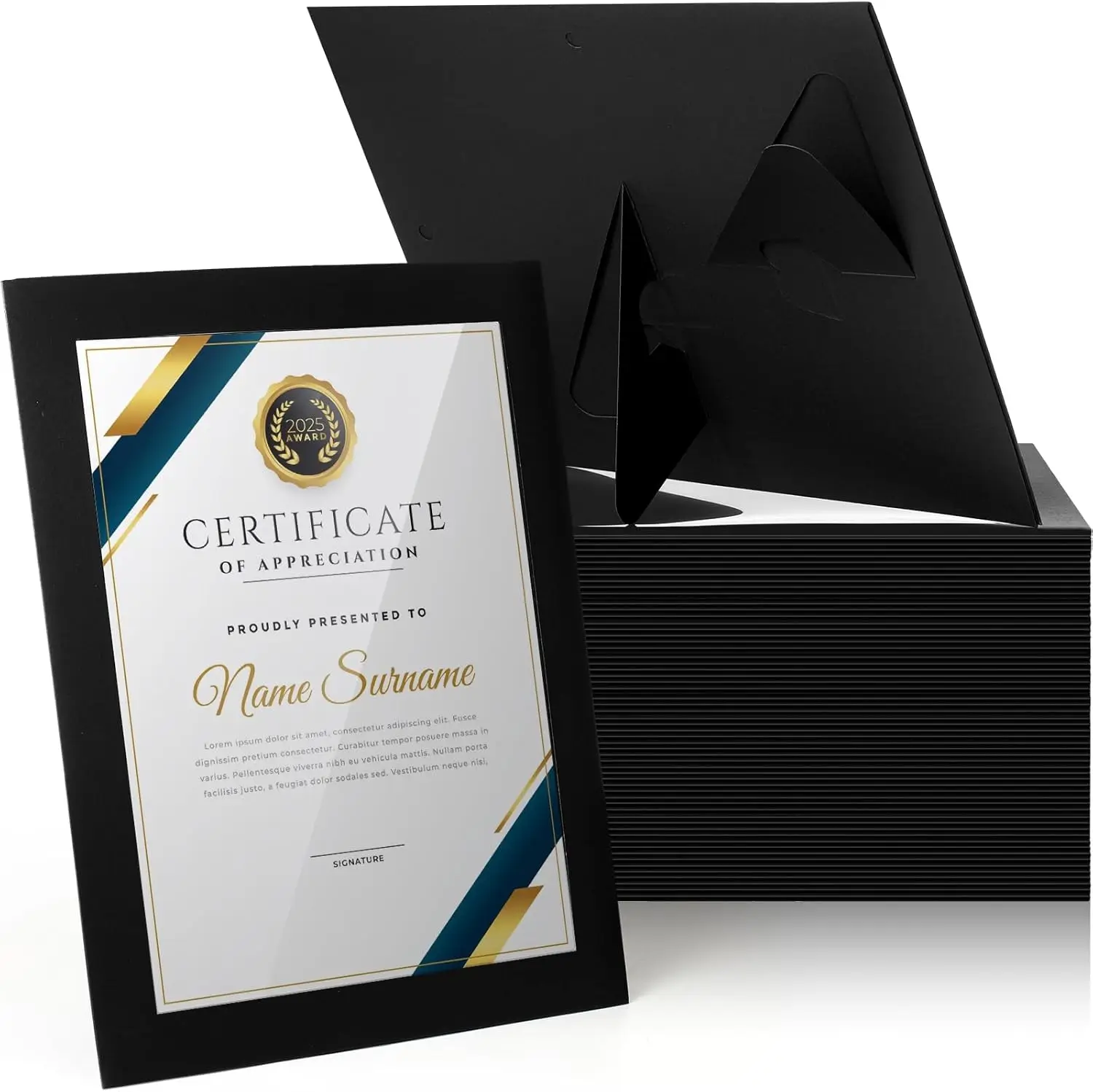 50 Pcs 8.5x11 Paper Picture Frames for Certificates, Awards, Diplomas - Black with Easel
50 Pcs 8.5x11 Paper Picture Frames for Certificates, Awards, Diplomas - Black with Easel