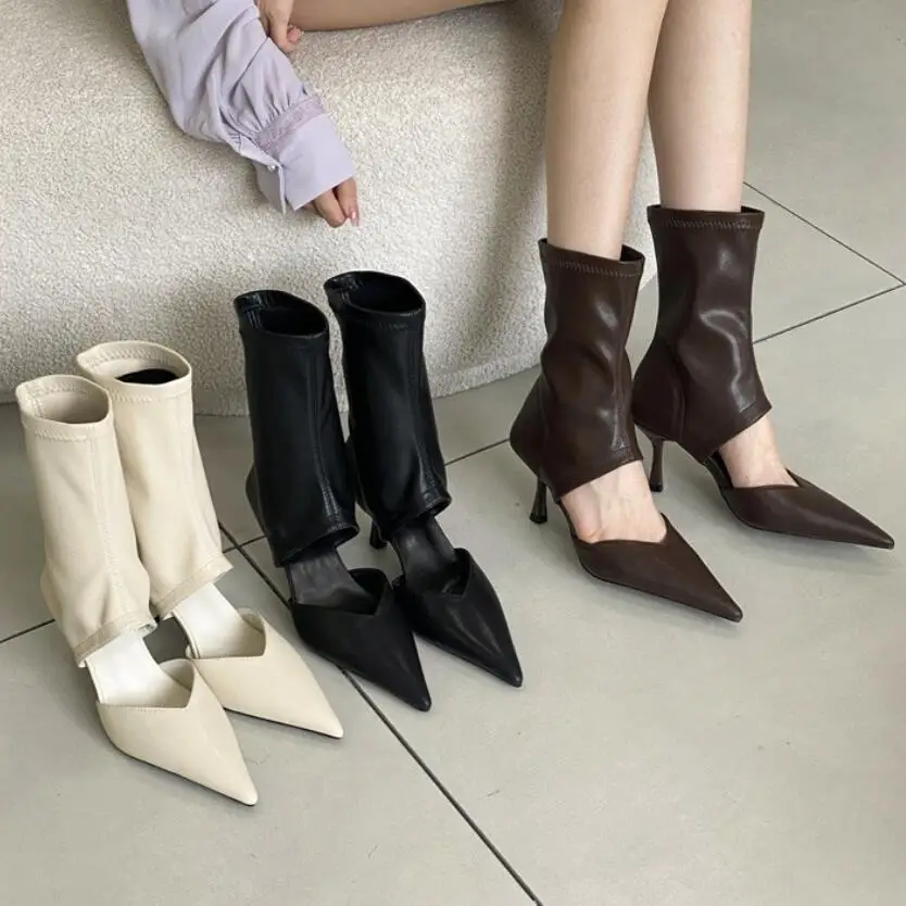 Fashion Women Ankle Boots Pointed Toe Thin High Heels Pumps Slip On Sock Sandal Boots Sexy Hollow Out Elegant Booties
Fashion Women Ankle Boots Pointed Toe Thin High Heels Pumps Slip On Sock Sandal Boots Sexy Hollow Out Elegant Booties