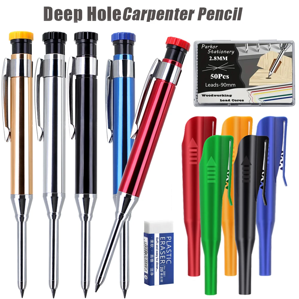 Металлический механический карандаш для деревообработки с удлиненной головкой 2,8 мм, со сменными стержнями, 2 колпачка для стержней, для плотницких работ, разметки и инженерных чертежей
Металлический механический карандаш для деревообработки с удлиненной головкой 2,8 мм, со сменными стержнями, 2 колпачка для стержней, для плотницких работ, разметки и инженерных чертежей