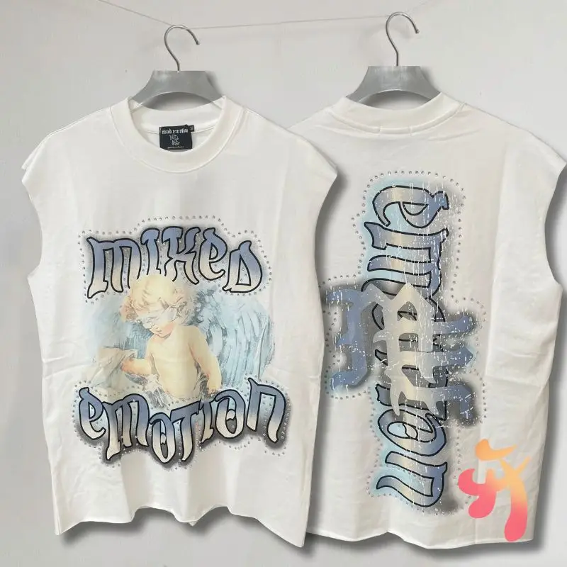 Real Photos Summer Tank Tops MIXED EMOTION Sleeveless Tshirt Retro Faded Blindfolded Angel Short Sleeve Men Women Cotton Vest
Real Photos Summer Tank Tops MIXED EMOTION Sleeveless Tshirt Retro Faded Blindfolded Angel Short Sleeve Men Women Cotton Vest