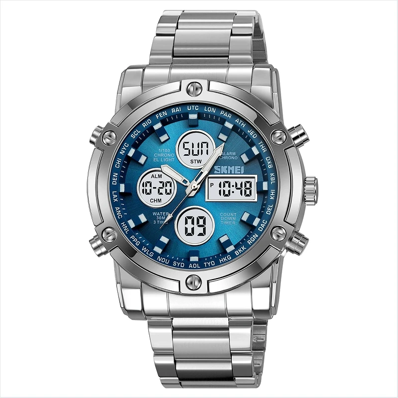 Hot selling men's watch with steel strip, night light, waterproof and multifunctional dual movement watch digital Watch Luxury C
Hot selling men's watch with steel strip, night light, waterproof and multifunctional dual movement watch digital Watch Luxury C