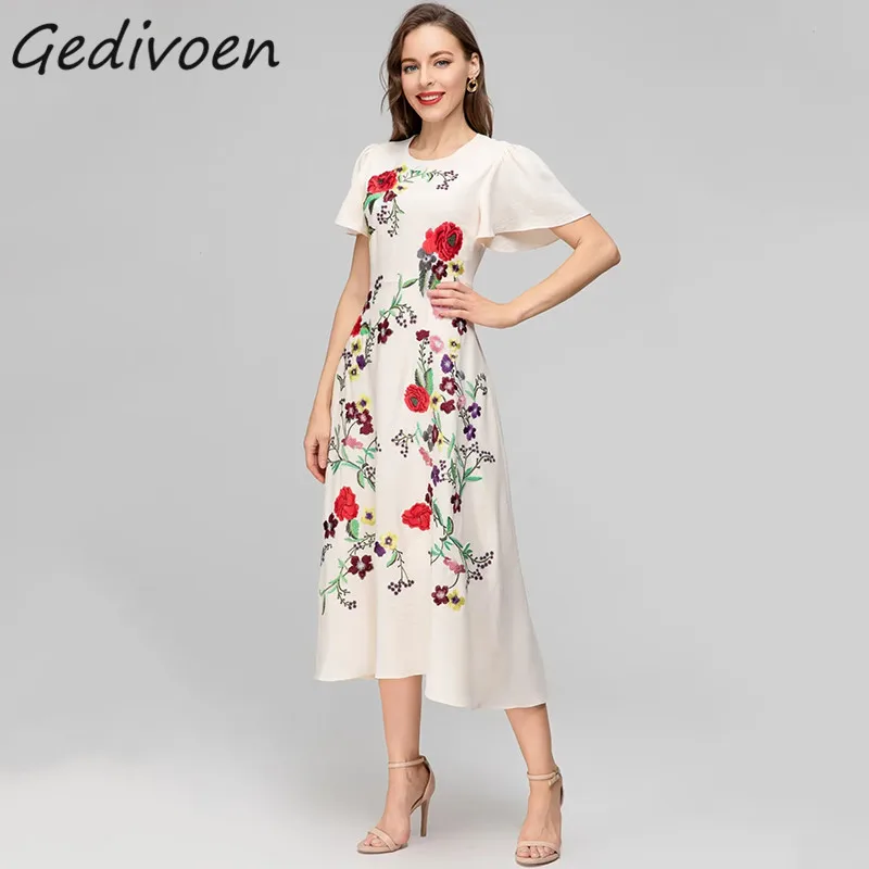 Gedivoen Summer Fashion Designer Elegant Party Long Dress Women's O-Neck Short Sleeve Embroidery High Waist Slim Irregular Dress
Gedivoen Summer Fashion Designer Elegant Party Long Dress Women's O-Neck Short Sleeve Embroidery High Waist Slim Irregular Dress