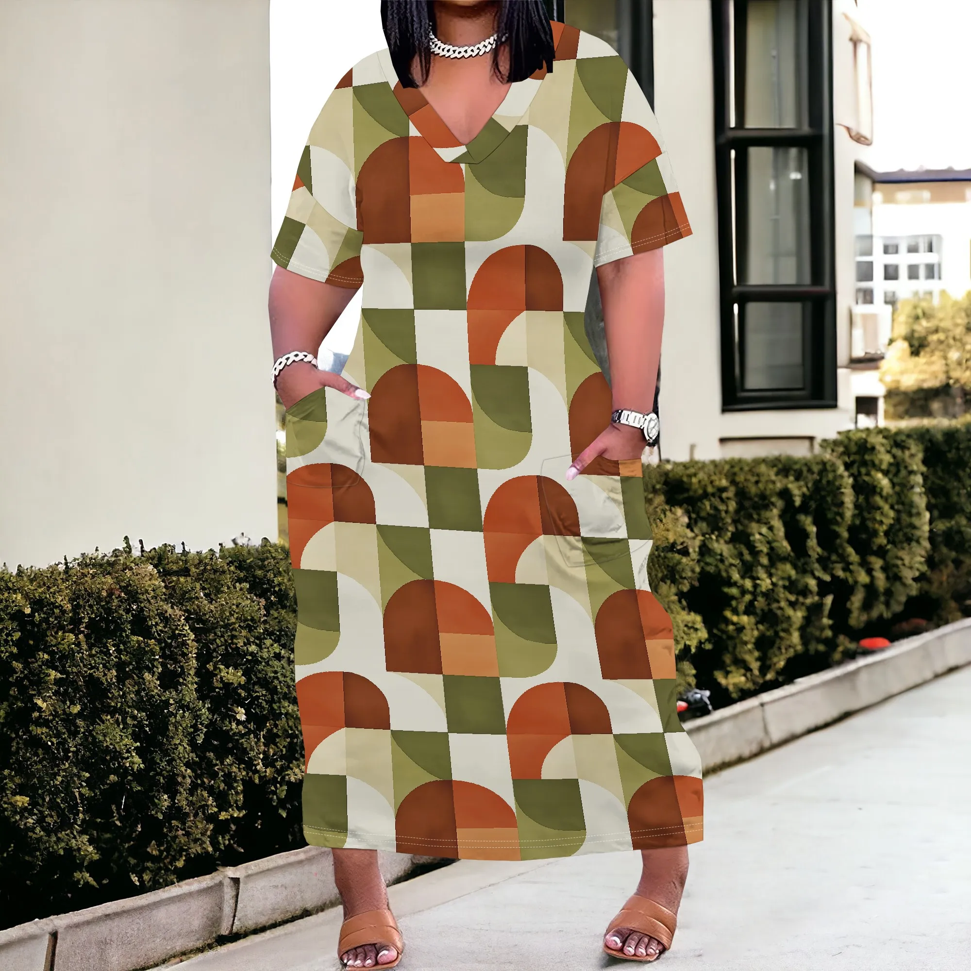 Plus Size Women's Abstract Geometric Print V-Neck Maxi Dress 2025 Summer Casual Beach Party Dress XL-6XL
Plus Size Women's Abstract Geometric Print V-Neck Maxi Dress 2025 Summer Casual Beach Party Dress XL-6XL