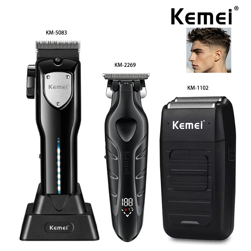 Kemei Professional Hair Clippers Rechargeable Hair Trimmer Electric Shaver For Men Cordless Trimmers KM-5083 2269 1102 Kit
Kemei Professional Hair Clippers Rechargeable Hair Trimmer Electric Shaver For Men Cordless Trimmers KM-5083 2269 1102 Kit