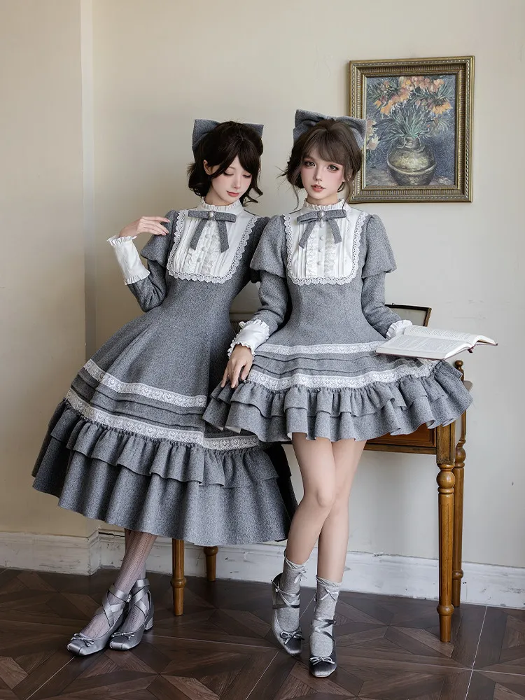 With Puji Original Elegant Gray Ruffle Edge Op Small Cape Twin Winter Lolita Sweet Girl Dress Japanese Cute Princess Dress Set
With Puji Original Elegant Gray Ruffle Edge Op Small Cape Twin Winter Lolita Sweet Girl Dress Japanese Cute Princess Dress Set