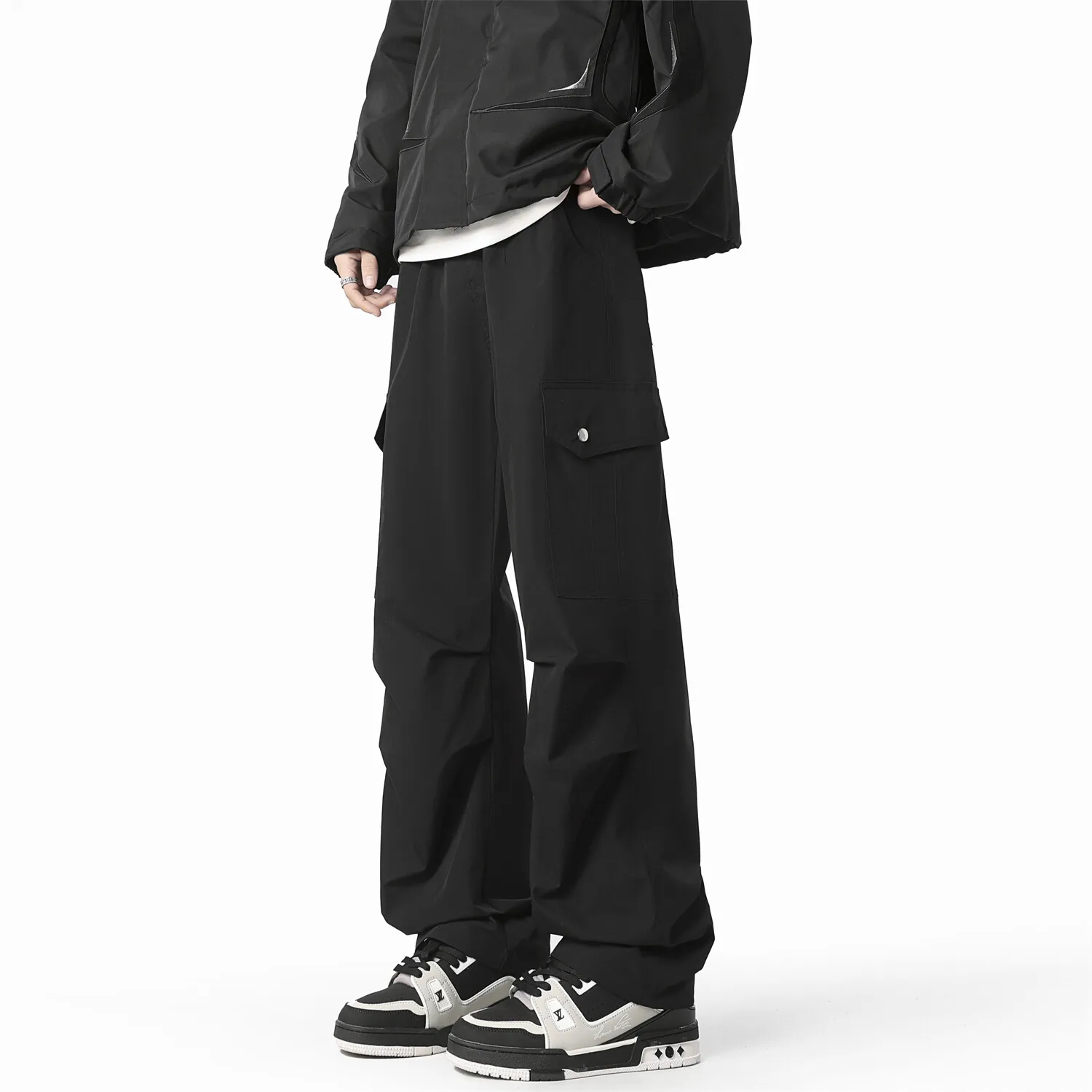 LAPPSTER Black Pockets Baggy Cargo Pants Mens Korean Fashions Joggers Sweatpants Joggers Pants Men Loose Casual Stacked Pants
LAPPSTER Black Pockets Baggy Cargo Pants Mens Korean Fashions Joggers Sweatpants Joggers Pants Men Loose Casual Stacked Pants