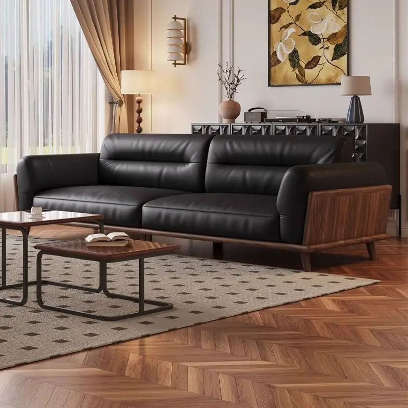 Leather sofa solid wood modern minimalist living room first layer cowhide three-person straight row small apartment household
Leather sofa solid wood modern minimalist living room first layer cowhide three-person straight row small apartment household