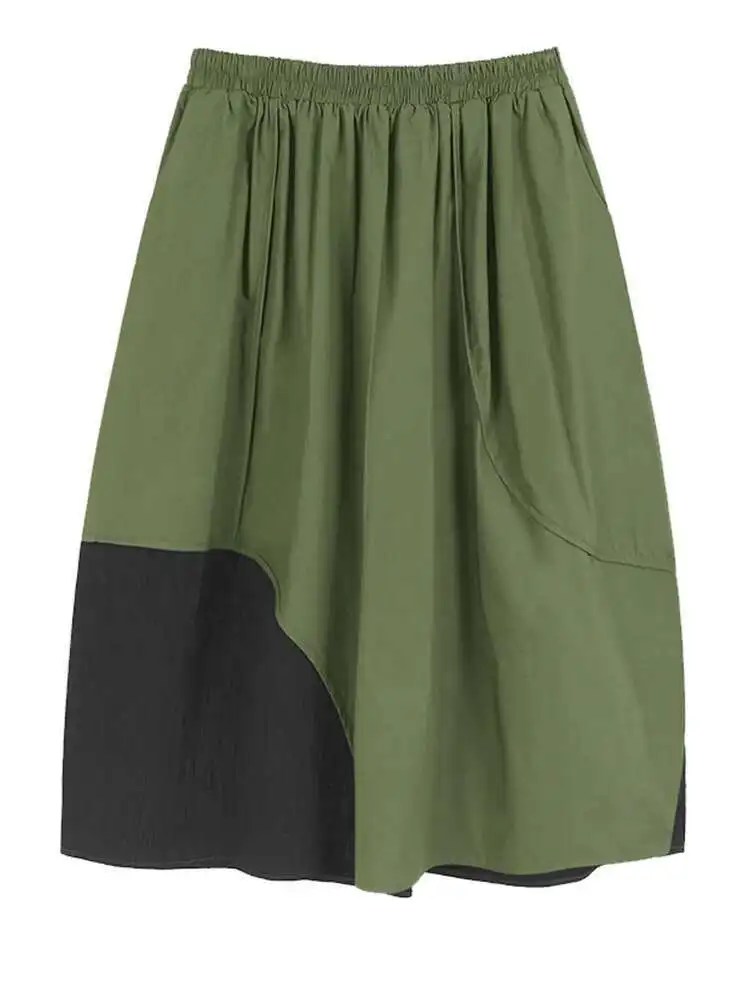 High Elastic Waist Green Pleated Color-block A-line Half-body Skirt Women Fashion Tide New Spring Autumn
High Elastic Waist Green Pleated Color-block A-line Half-body Skirt Women Fashion Tide New Spring Autumn