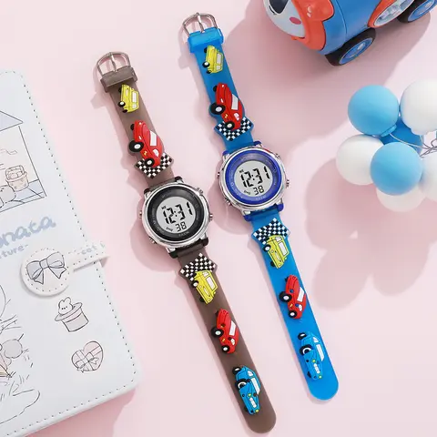 Cartoon fashion car pattern electronic watch, suitable for Christmas, Halloween holiday gift