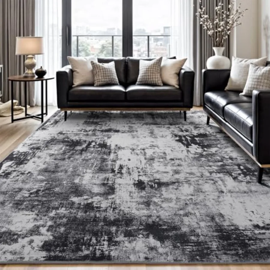 8x10 Area Rugs for Living Room: Black Grey Stain-Resistant Low-Pile Synthetic Rug, Washable Dark Carpet with Non-Slip Backing f
8x10 Area Rugs for Living Room: Black Grey Stain-Resistant Low-Pile Synthetic Rug, Washable Dark Carpet with Non-Slip Backing f