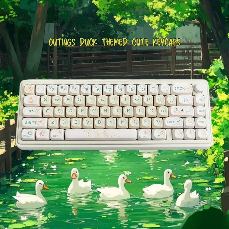 Колпачок для клавиш с тематикой утки, высота МОА, пятисторонняя термосублимация, материал PBT, крестообразная ось, отверстие, спутниковая ось, эргономичная коробка, милый