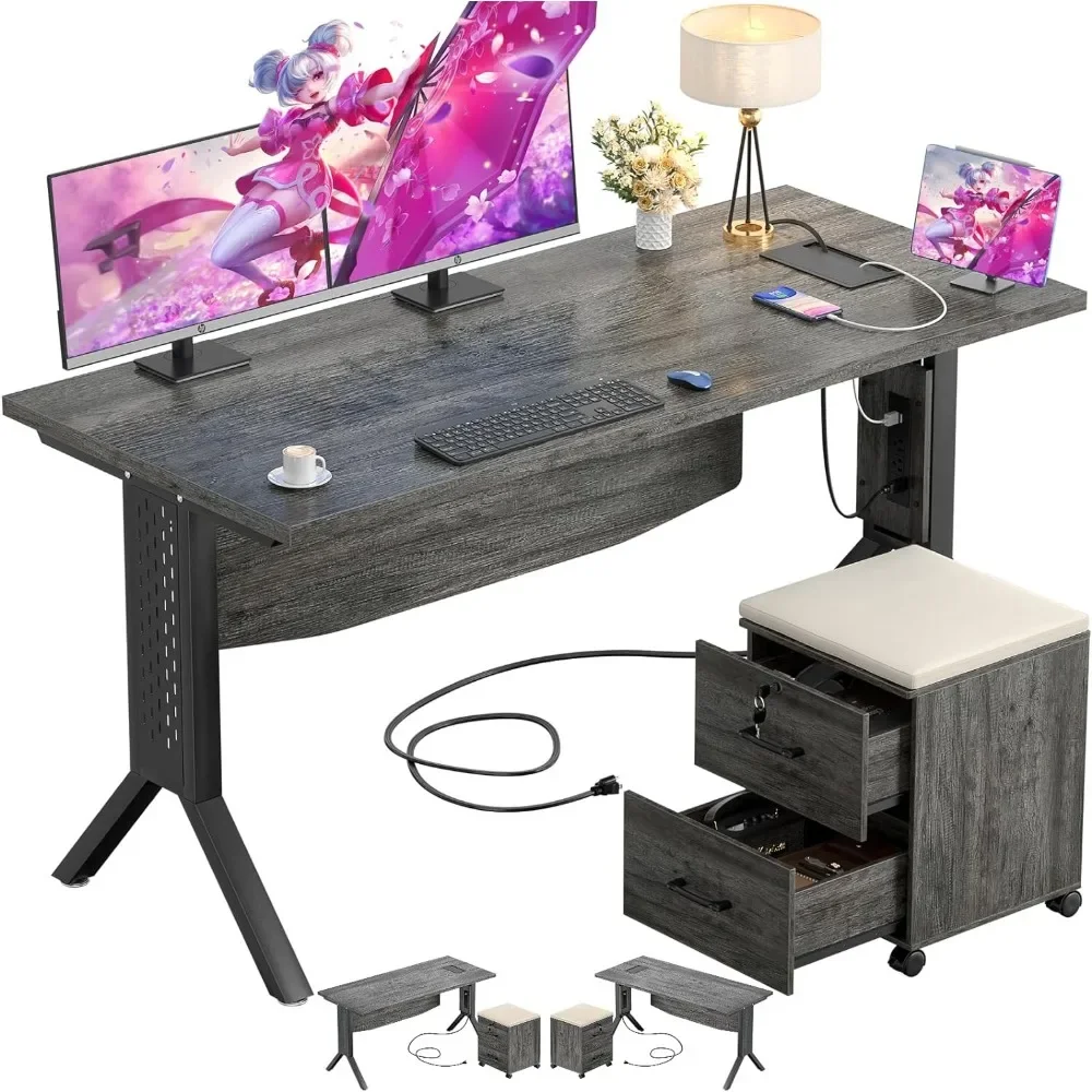 55 Gaming Computer Desk with Rolling End Table, Large Home Office Desk with File Cabinet, Sturdy Gaming Desk with Thick Desktop
55 Gaming Computer Desk with Rolling End Table, Large Home Office Desk with File Cabinet, Sturdy Gaming Desk with Thick Desktop