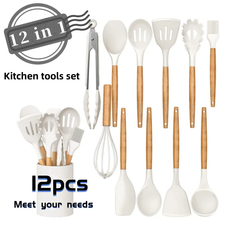 12PCS Silicone Kitchenware Non-Stick Cookware silicone Kitchen Tools Set Egg Beaters Silicone Spatula Spoon Cooking Tool Set
12PCS Silicone Kitchenware Non-Stick Cookware silicone Kitchen Tools Set Egg Beaters Silicone Spatula Spoon Cooking Tool Set