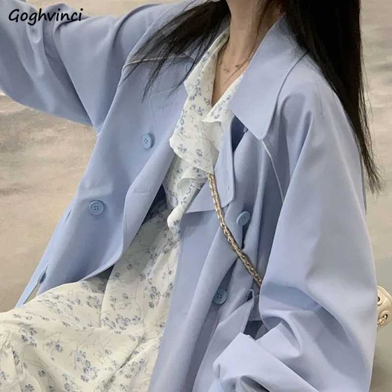 Sweet Blue Long Trench Women Belt Double Breasted Korean Style Solid Windbreaker Spring Outerwears A-line Stylish Ins Coat Chic
Sweet Blue Long Trench Women Belt Double Breasted Korean Style Solid Windbreaker Spring Outerwears A-line Stylish Ins Coat Chic