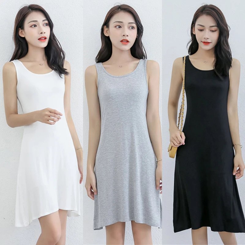 Summer Tank Dress Solid Color A-Line Loose Underdress Women's Vest Dress Casual Sexy Sleeveless Thin Dress Inner Dress Fashion
Summer Tank Dress Solid Color A-Line Loose Underdress Women's Vest Dress Casual Sexy Sleeveless Thin Dress Inner Dress Fashion