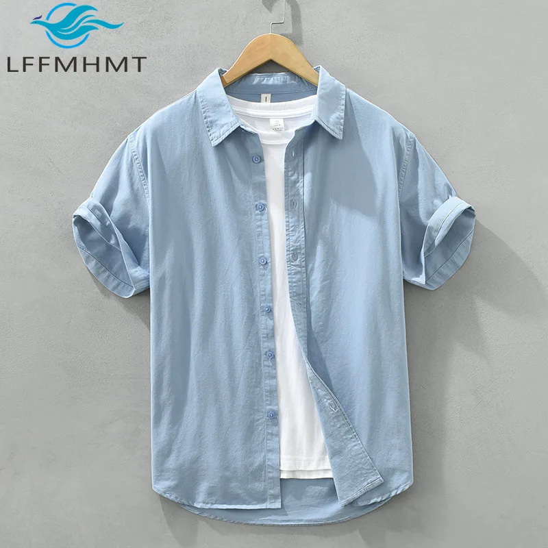 2718 Men's Casual Short Sleeve Shirt Japan Fresh Style Summer Fashion Solid Color Literary Minimalist 100% Cotton Premium Tops
2718 Men's Casual Short Sleeve Shirt Japan Fresh Style Summer Fashion Solid Color Literary Minimalist 100% Cotton Premium Tops