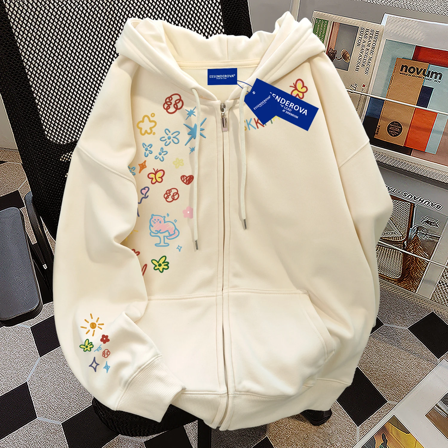 New American Style Graffiti Print Hooded Light Brown Open Cardigan Sweatshirt Women's Autumn Winter Lazy Student Zipper Top
New American Style Graffiti Print Hooded Light Brown Open Cardigan Sweatshirt Women's Autumn Winter Lazy Student Zipper Top
