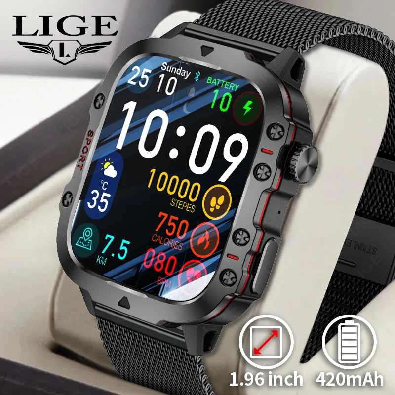 LIGE Outdoor Sports Smartwatch 1.96" HD Screen Blood Pressure Heart Rate Bluetooth Talking Smart Watch Men Women Holiday Gifts
LIGE Outdoor Sports Smartwatch 1.96" HD Screen Blood Pressure Heart Rate Bluetooth Talking Smart Watch Men Women Holiday Gifts