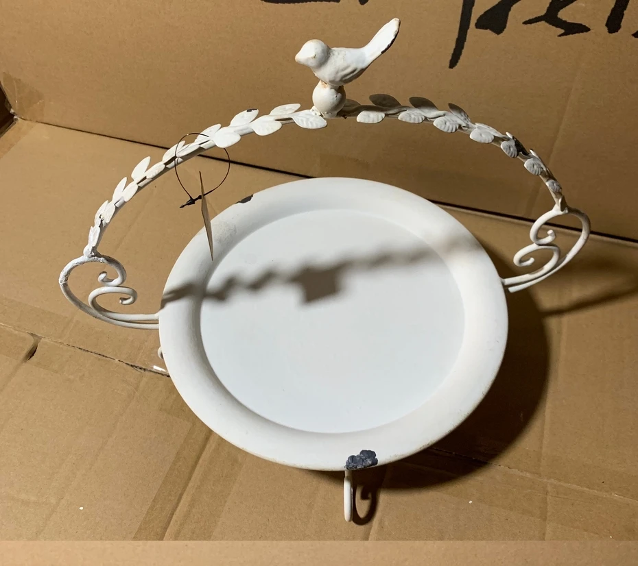 Retro Rustic White Metal Decorative Plate for Bird Feeder, Fruit Holder, Candle Stand or Flower Pot Display
Retro Rustic White Metal Decorative Plate for Bird Feeder, Fruit Holder, Candle Stand or Flower Pot Display