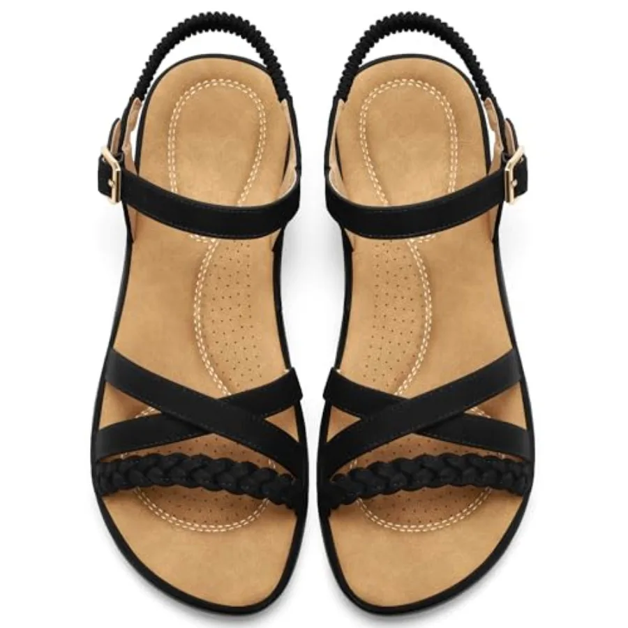 Aomigoct Womens Comfortable Flat Sandals: Slip-On Design and Lightweight for Casual Outings - Cushion Footbed and Adjustable An
Aomigoct Womens Comfortable Flat Sandals: Slip-On Design and Lightweight for Casual Outings - Cushion Footbed and Adjustable An