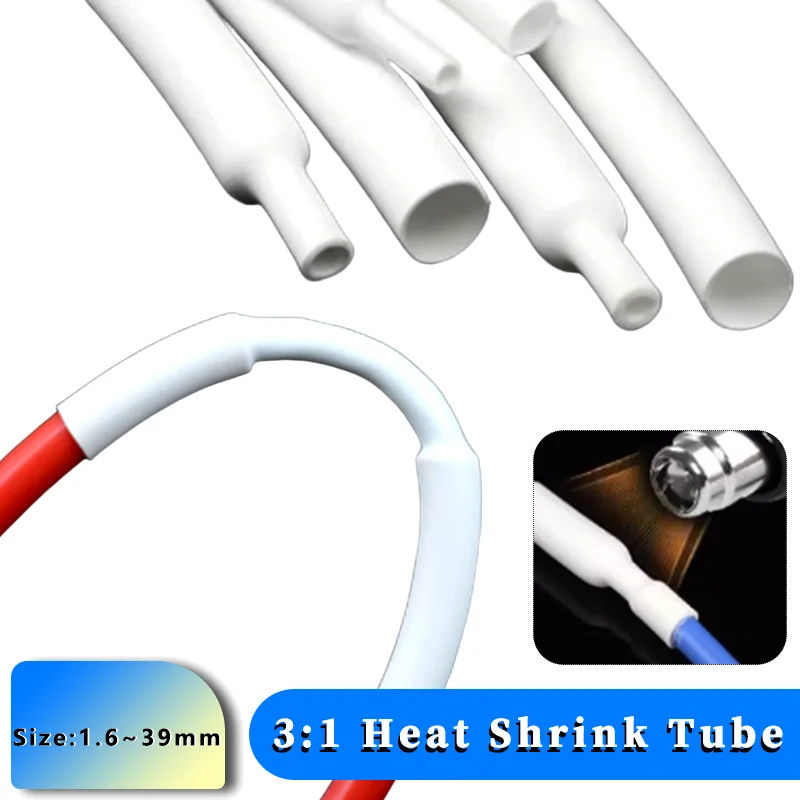 3:1 White Heat Shrink Tube Glue 1.6/2.4/3.2/4.0/4.8/6.4/7.9/9.5/25.4/30/39mm 1~20M Cable Repair Cover Case Thermoresistant tube
3:1 White Heat Shrink Tube Glue 1.6/2.4/3.2/4.0/4.8/6.4/7.9/9.5/25.4/30/39mm 1~20M Cable Repair Cover Case Thermoresistant tube