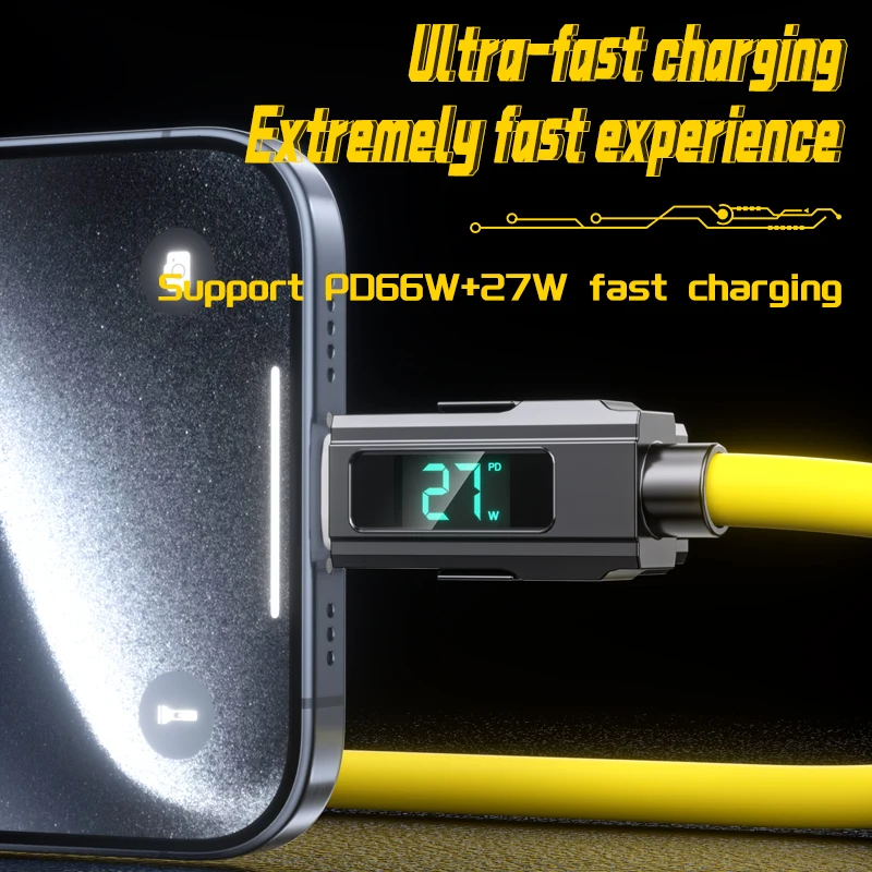 Universal 4-in-1 Charging Cable with Display 66W PD Fast Charge Type C Lightning Micro USB for iPhone 15 Pro Max S24 Xiaomi 14
Universal 4-in-1 Charging Cable with Display 66W PD Fast Charge Type C Lightning Micro USB for iPhone 15 Pro Max S24 Xiaomi 14