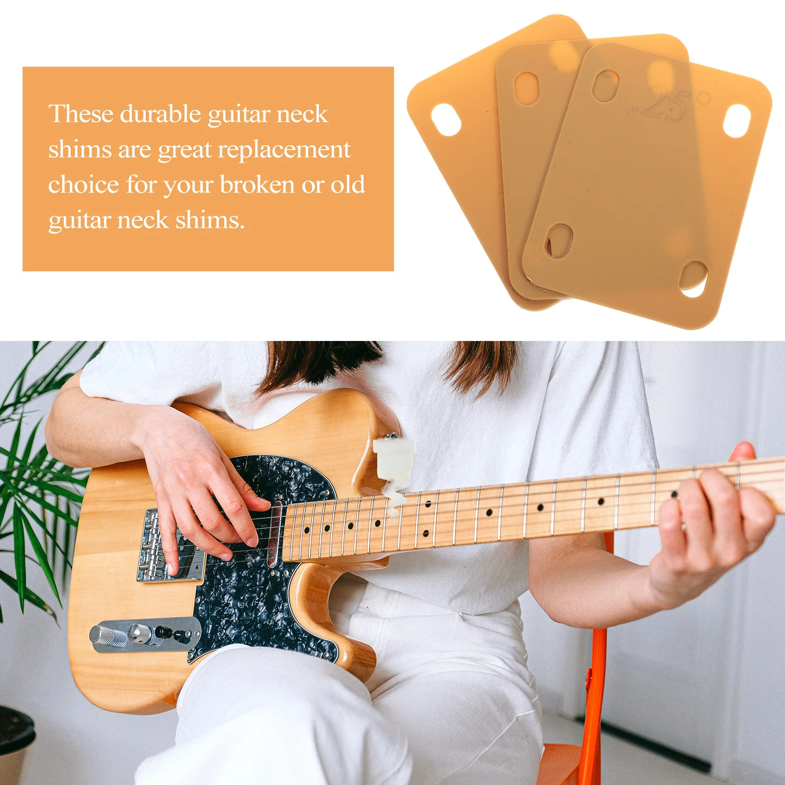 3pcs Guitar Neck Shims Khaki Plastic 1°+0.5°+0.25° Spacer Parts Replacement For Acoustic Bass Guitars Lightweight Practical
3pcs Guitar Neck Shims Khaki Plastic 1°+0.5°+0.25° Spacer Parts Replacement For Acoustic Bass Guitars Lightweight Practical