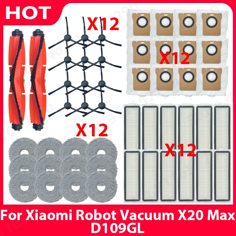 Main Brush Side Brush Hepa Filter Mop Cloth Dust Bag Spare Parts For Xiaomi Robot Vacuum X20 Max / D109GL Accessories
Main Brush Side Brush Hepa Filter Mop Cloth Dust Bag Spare Parts For Xiaomi Robot Vacuum X20 Max / D109GL Accessories