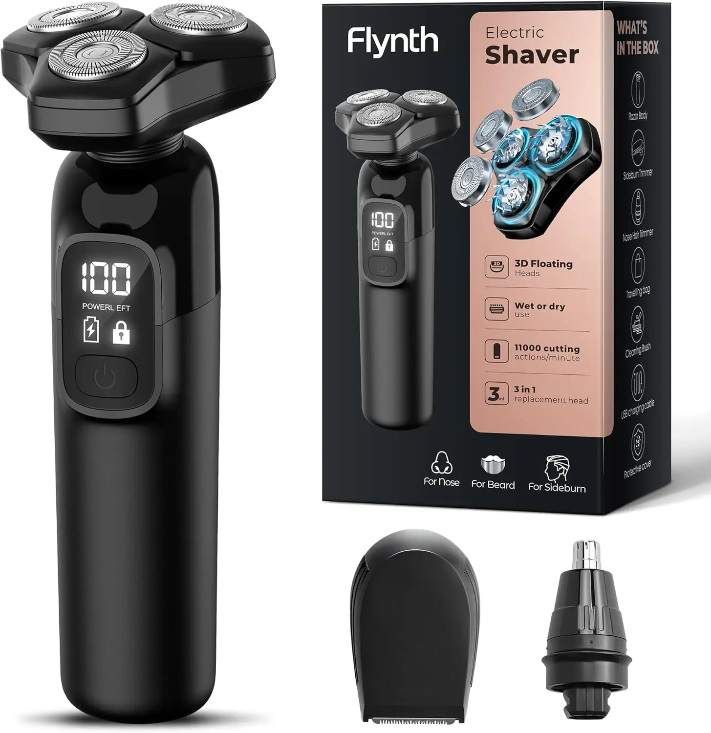 Electric Razor for Men: 3-in-1 Cordless Shaver, Wet/Dry Use, IPX7 Waterproof, Fast Charge Travel Trimmer Grooming Set
Electric Razor for Men: 3-in-1 Cordless Shaver, Wet/Dry Use, IPX7 Waterproof, Fast Charge Travel Trimmer Grooming Set