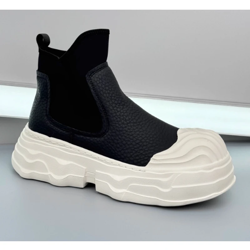 Мужские ботильоны без шнуровки на толстой подошве на платформе, 2026, черные повседневные туфли-лифты, нескользящая модная мужская обувь с высоким берцем для ленивых
Мужские ботильоны без шнуровки на толстой подошве на платформе, 2026, черные повседневные туфли-лифты, нескользящая модная мужская обувь с высоким берцем для ленивых