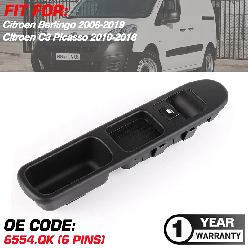 Passenger Side Power Window Control Switch Button 6554.QK For Citroen Berlingo 2008-2019 Citroen C3 Picasso 2010-2016 6490.HQ
Passenger Side Power Window Control Switch Button 6554.QK For Citroen Berlingo 2008-2019 Citroen C3 Picasso 2010-2016 6490.HQ