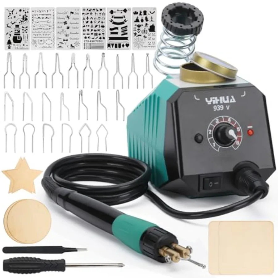 YIHUA 939-V Wood Burning Pen Wood Burning Kit with 23 Wire Nibs Detachable Wood Burning Pen 6 Wood Pieces 6 Stencils Tweezers U
YIHUA 939-V Wood Burning Pen Wood Burning Kit with 23 Wire Nibs Detachable Wood Burning Pen 6 Wood Pieces 6 Stencils Tweezers U