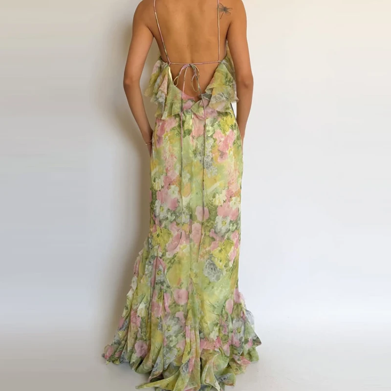 Summer Ruffle Edge Design Slim Fit Beach Dress Sexy Off Shoulder Hollow Out Women's Dresses Green Floral Print Lawn Party Dress
Summer Ruffle Edge Design Slim Fit Beach Dress Sexy Off Shoulder Hollow Out Women's Dresses Green Floral Print Lawn Party Dress