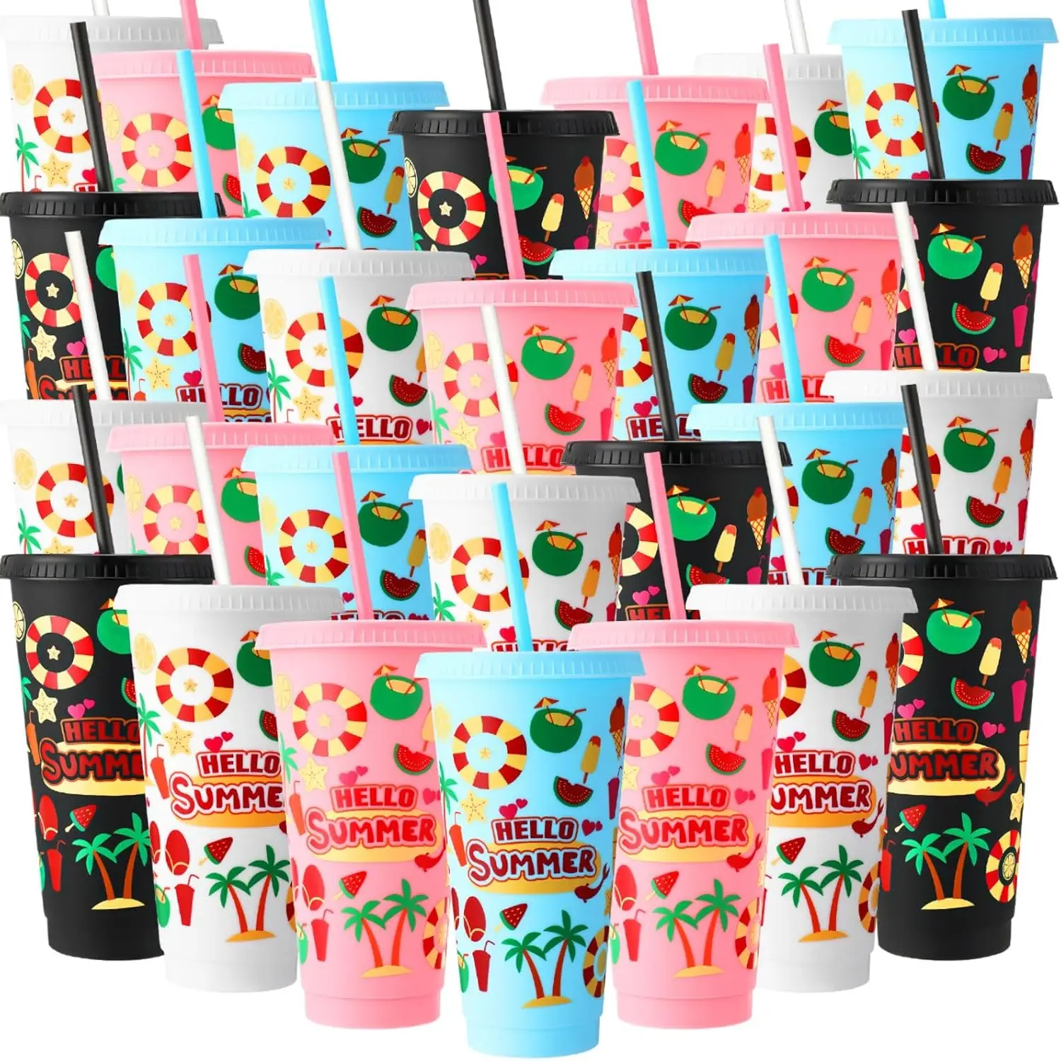 40 Pcs 24 OZ Reusable Plastic Tumbler with Straw and Lid, Bulk Cups for Parties, Iced Coffee Travel Mug, Summer Party Favors
40 Pcs 24 OZ Reusable Plastic Tumbler with Straw and Lid, Bulk Cups for Parties, Iced Coffee Travel Mug, Summer Party Favors