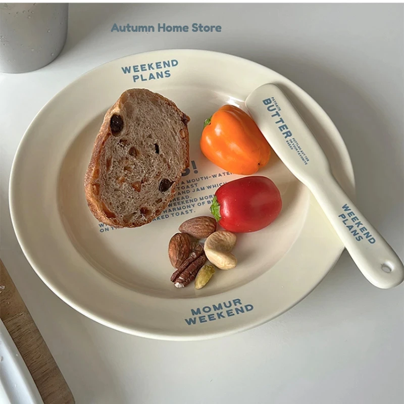 Korean Light Blue Letter English Flat Plate Ceramic Breakfast Plate Butter Plate Ceramic Spatula Tableware
Korean Light Blue Letter English Flat Plate Ceramic Breakfast Plate Butter Plate Ceramic Spatula Tableware