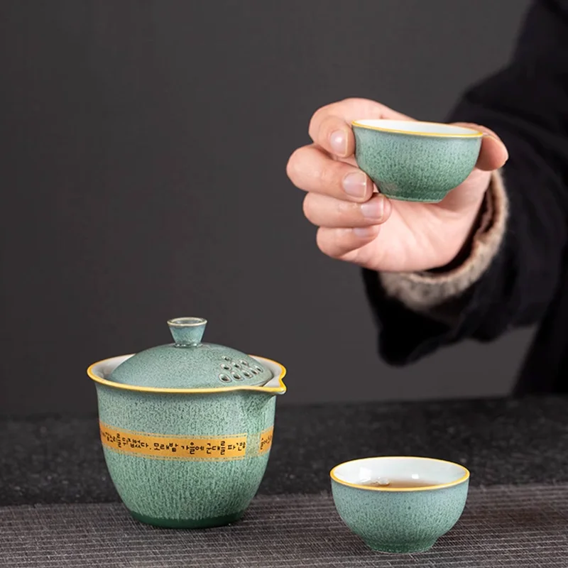 Chinese Kung Fu Ceramics Tea Set 3 Cups Gaiwan Frosted Transparent Glass Portable Travel Tureen Teaware Ceremony 170Ml
Chinese Kung Fu Ceramics Tea Set 3 Cups Gaiwan Frosted Transparent Glass Portable Travel Tureen Teaware Ceremony 170Ml