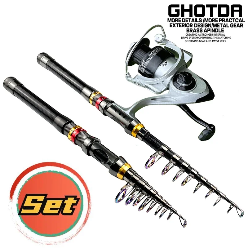 GHOTDA Spinning Fishing Rod Combo Ultralight Carbon Telescopic Sea Pole 1.8-3.6M Baitcasting Reel 5.2:1Gear Ratio Max Drag 8kg
GHOTDA Spinning Fishing Rod Combo Ultralight Carbon Telescopic Sea Pole 1.8-3.6M Baitcasting Reel 5.2:1Gear Ratio Max Drag 8kg