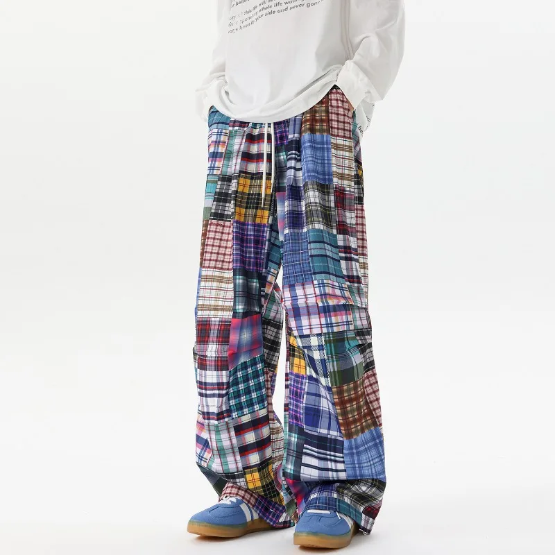 Винтажные брюки в стиле пэчворк с клетчатым узором, разноцветные, с эластичным поясом, свободные, широкие, мужские, уличный стиль
Винтажные брюки в стиле пэчворк с клетчатым узором, разноцветные, с эластичным поясом, свободные, широкие, мужские, уличный стиль