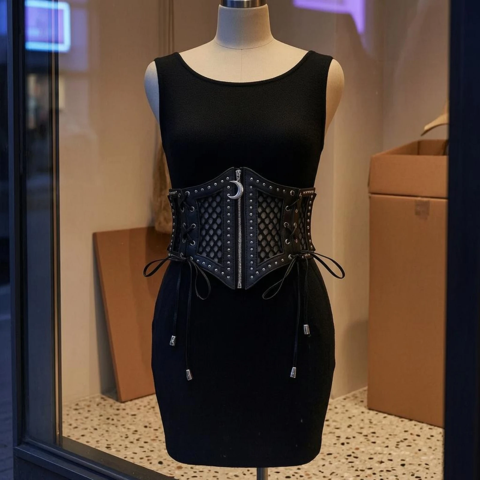 Lace-up Waist Cincher PU Leather Corset Waist Belt Clothing Accessory Metal Hardware Zipper Closure
Lace-up Waist Cincher PU Leather Corset Waist Belt Clothing Accessory Metal Hardware Zipper Closure