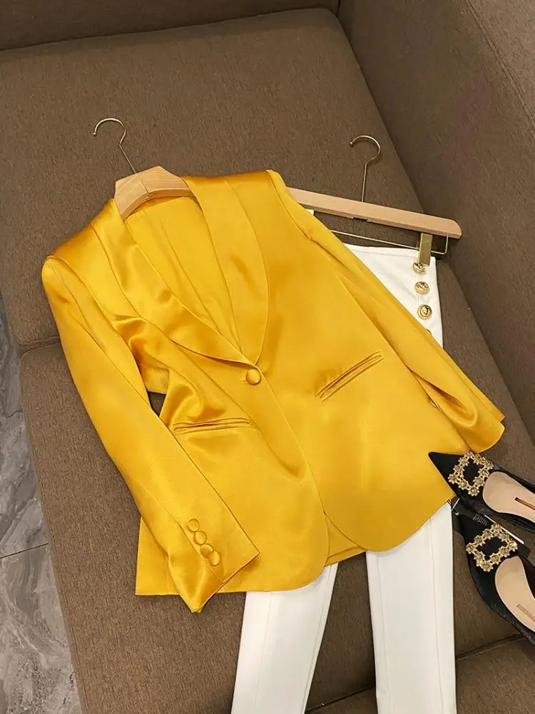 Ele een Футболка-кислотный атласный маленький костюм 30–34 лет на пуговицах для поездок на работу Sle Long Sve однобортное однобортное пальто чистого цвета 
Ele een Футболка-кислотный атласный маленький костюм 30–34 лет на пуговицах для поездок на работу Sle Long Sve однобортное однобортное пальто чистого цвета