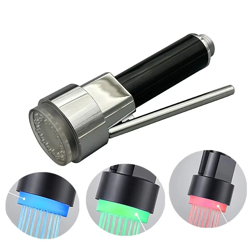 Modern Kitchen Faucet Sprayer Spring Sink Faucets Dual Spouts with LED Light