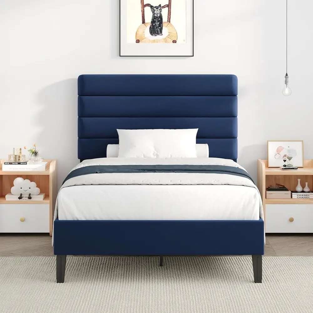 Velvet Upholstered Twin Platform Bed - No Box Spring, Wood Slats, 600 lbs Capacity, Easy Assembly, Suitable for Bedroom, Guest R
Velvet Upholstered Twin Platform Bed - No Box Spring, Wood Slats, 600 lbs Capacity, Easy Assembly, Suitable for Bedroom, Guest R