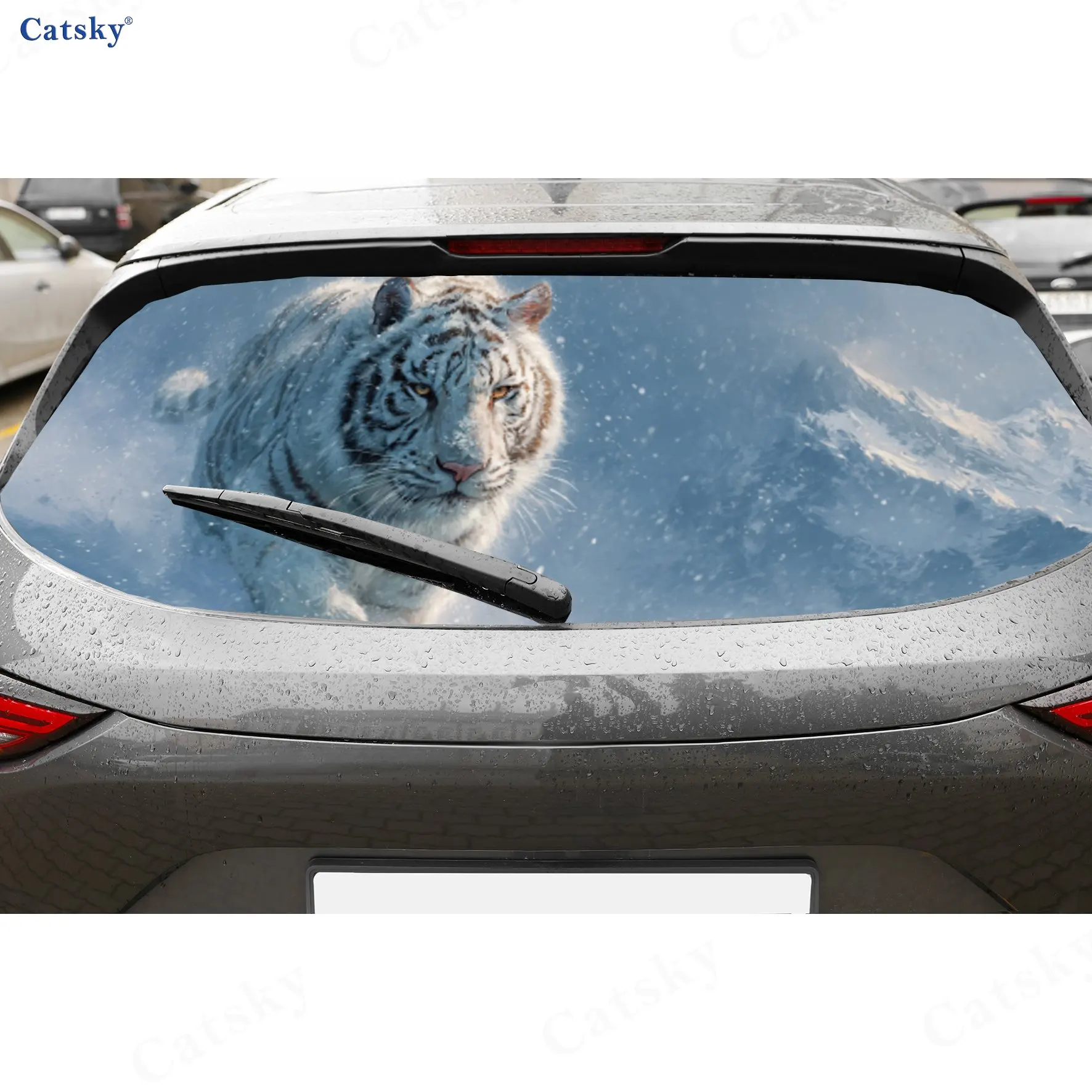 Walking Tiger Snowflakes Snow Capped Mountains PVC Perforated Car Vinyl Wraps, Durable Car Rear Windshield Sticker, Waterproof C
Walking Tiger Snowflakes Snow Capped Mountains PVC Perforated Car Vinyl Wraps, Durable Car Rear Windshield Sticker, Waterproof C