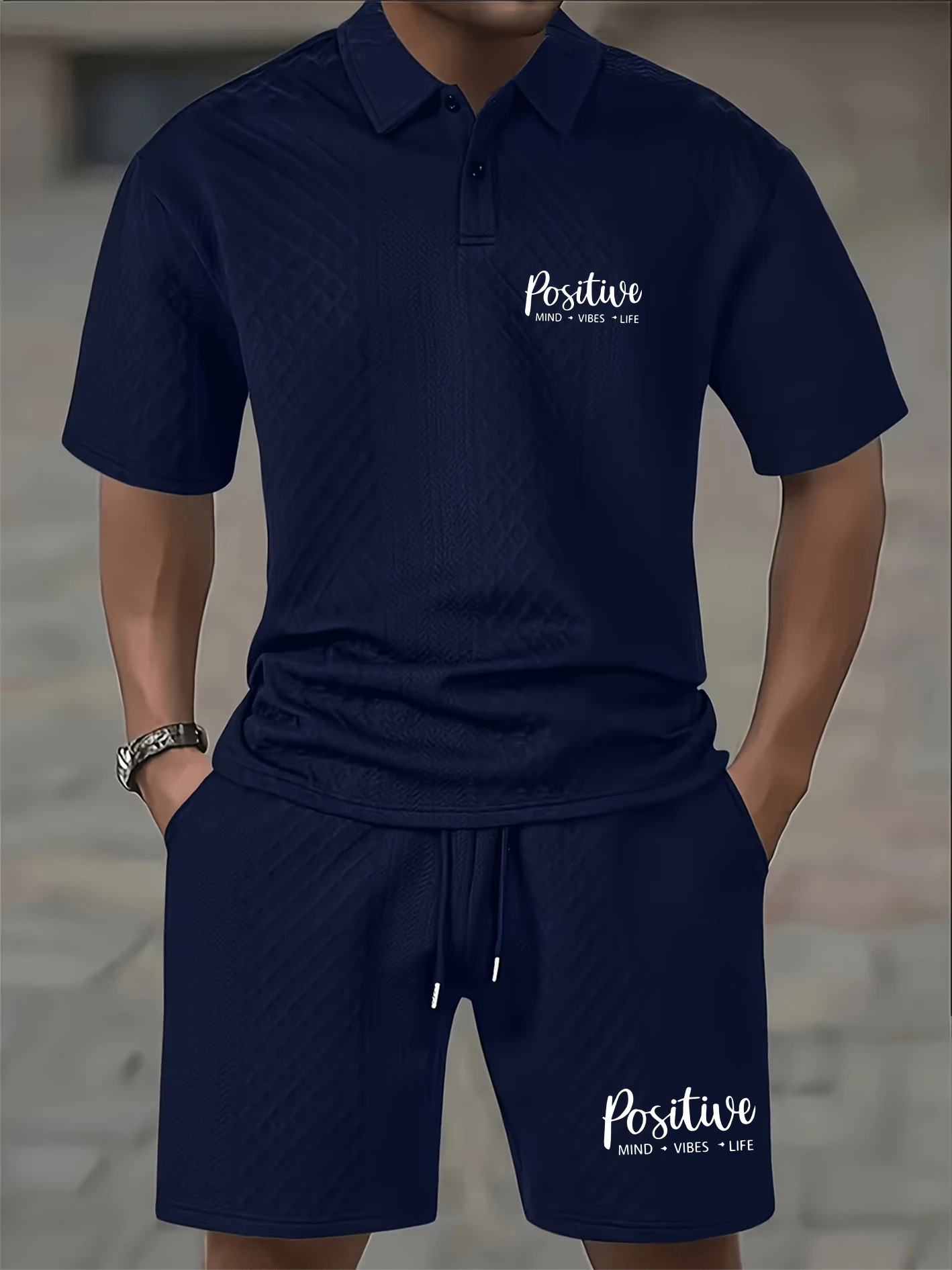 Men's Waffle Knit Polo Set, breathable textured fabric, slim fit, two-button placket, polished look. Ideal for casual outings
Men's Waffle Knit Polo Set, breathable textured fabric, slim fit, two-button placket, polished look. Ideal for casual outings