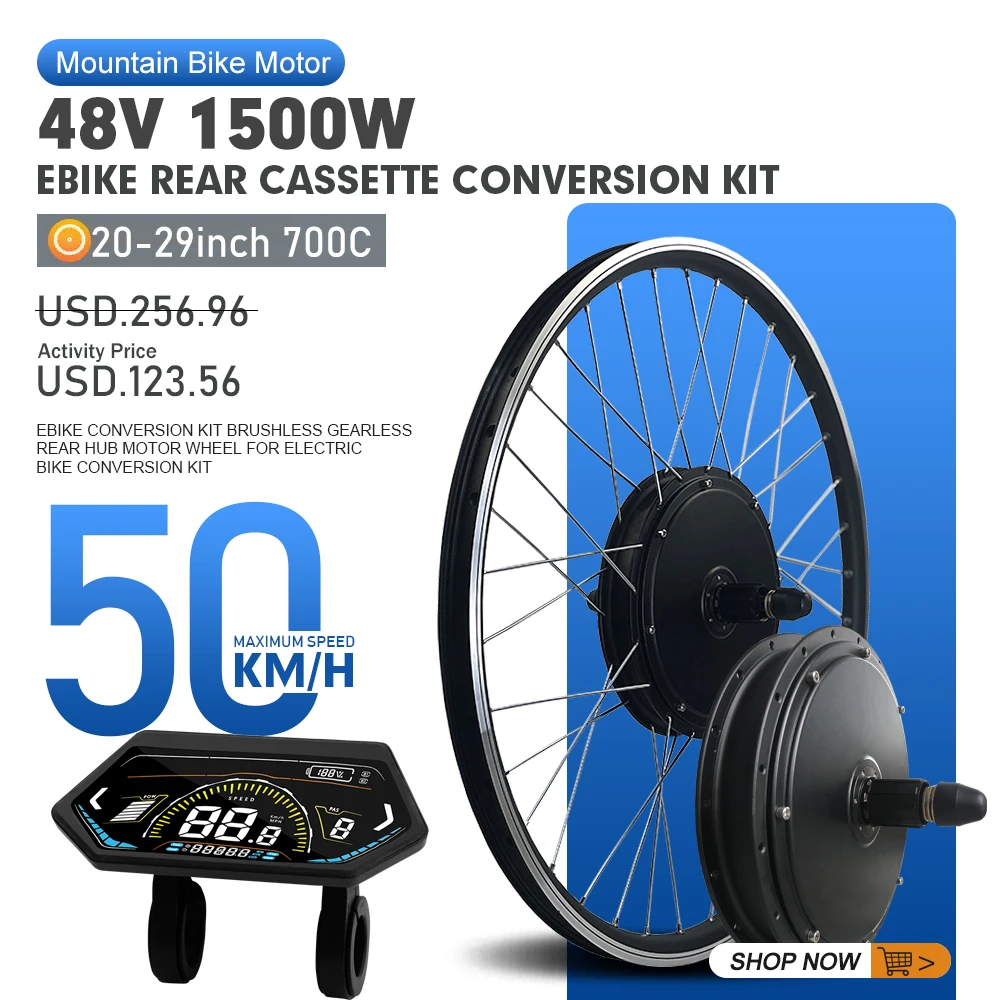 E-Bike Conversion Kit 48V 1500W Brushelss Gearless Rear Wheel Hub Motor For 20-29inch 700C Electric Bicycle Conversion Kit
E-Bike Conversion Kit 48V 1500W Brushelss Gearless Rear Wheel Hub Motor For 20-29inch 700C Electric Bicycle Conversion Kit