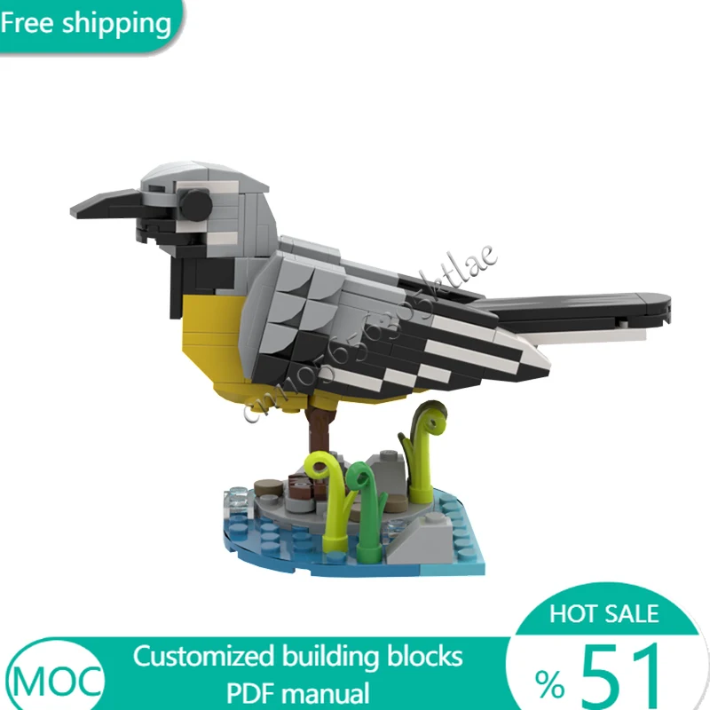 161 PCS Animal Grey Wagtail MOC Customize Modular Building Block Creative Design Educational Learning Toy DIY Assembly Toy Gift