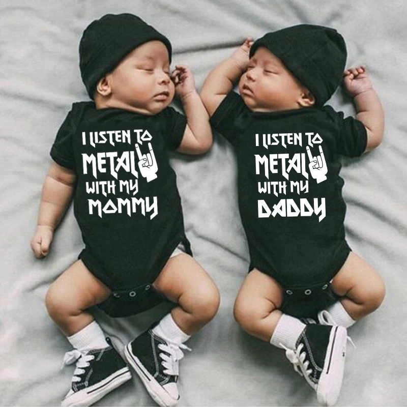 I Listen to Metal with My Daddy and Mommy Funny Newborn Baby Bodysuit Short Sleeve Body Baby Boy Girl Onesie Romper Clothes
I Listen to Metal with My Daddy and Mommy Funny Newborn Baby Bodysuit Short Sleeve Body Baby Boy Girl Onesie Romper Clothes
